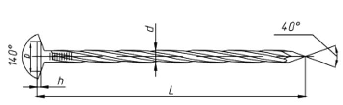 Чертеж гвоздя с размерами