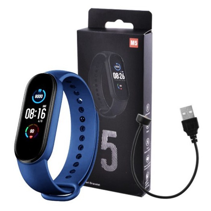Фітнес браслет Smart Watch M5 Band Classic Black смарт годинник-трекер. Колір синій Львів