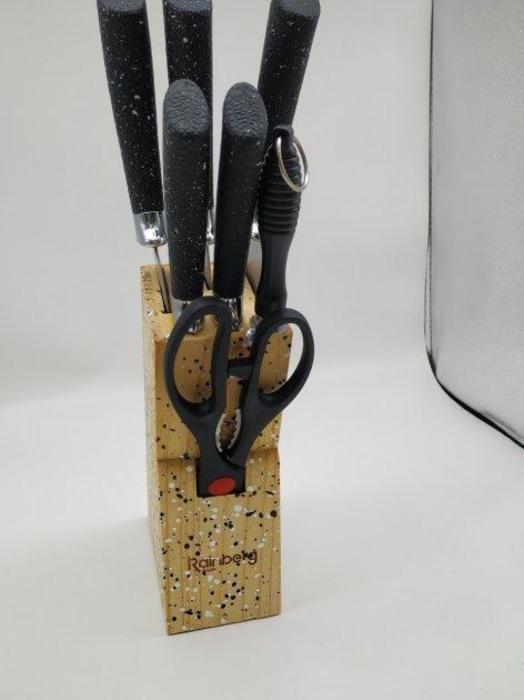 Набор ножей Rainberg RB-8806 на 8 предметов с ножницами + подставка Черный Одесса